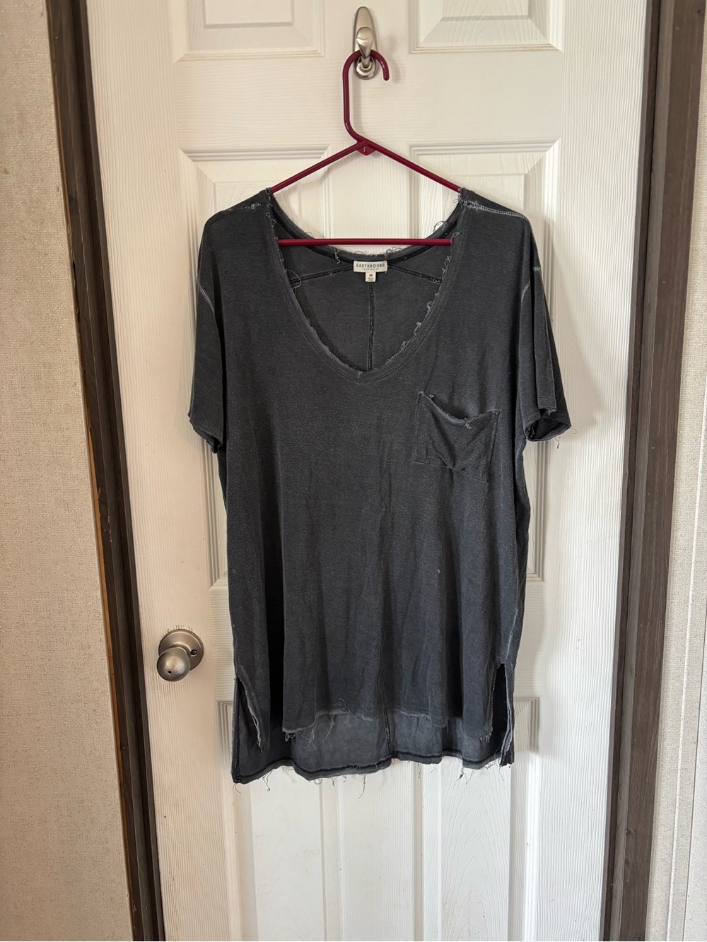 EARTHBOUND Washed Charcoal V-Neck Pocket Tee